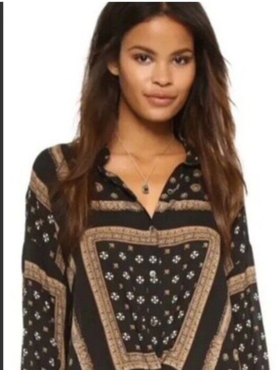 Free People Tops - Free People Little Secrets Scarf Print Shirt (Days Of Our Lives) Size M